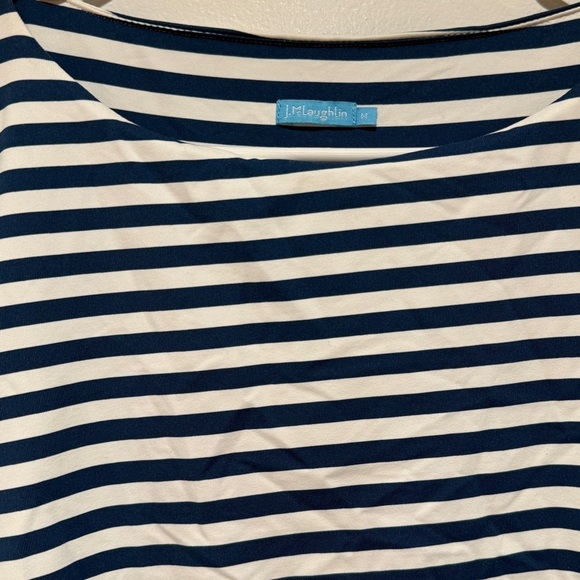 J McLaughlin Catalina Nicola Tiered Dress Medium M Striped Nautical Seashells - Picture 3 of 7